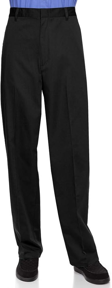 AKA Half Elastic Wrinkle Free Flat Front Men's Slacks – Relaxed Fit Twill Casual Pant