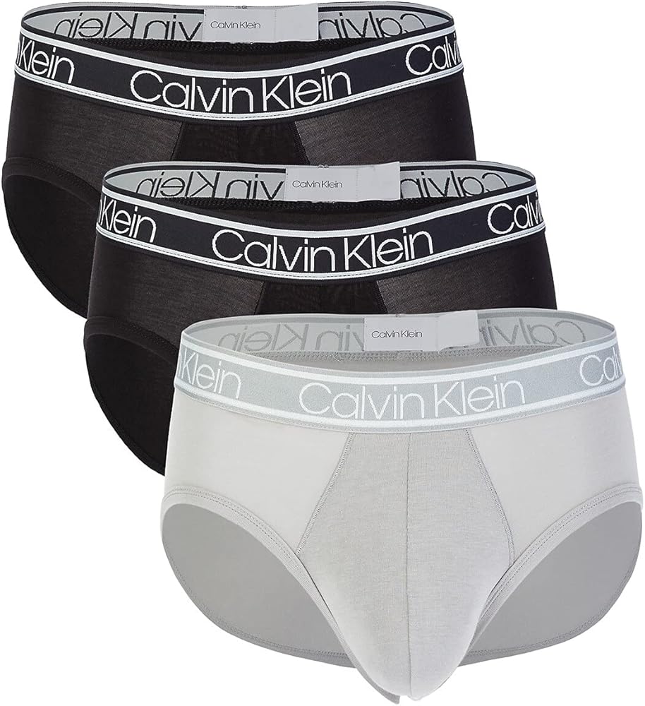 Calvin Klein Men`s The Ultimate Comfort Viscose Made From Bamboo Hip Briefs 3 Pack (Black(NP2260-901)/Grey, X-Large)