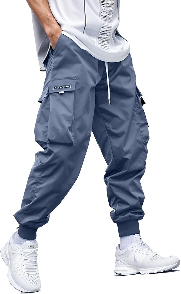 Men's Casual Flap Pocket Drawstring Elastic Waist Letter Graphic Street Jogger Cargo Pants