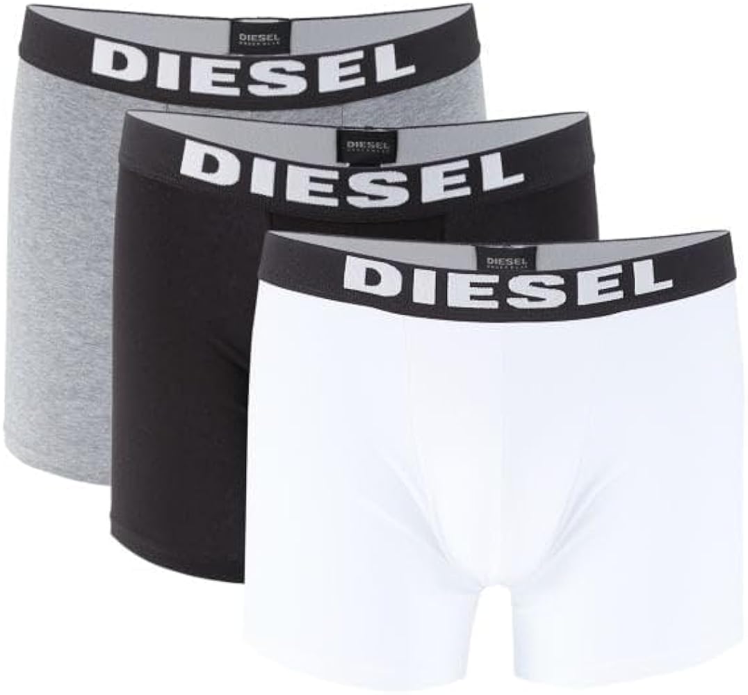 Diesel Men's Underwear Cotton/Spandex OOSKMERHAPW 3 Pack Black/Grey/White (Large)