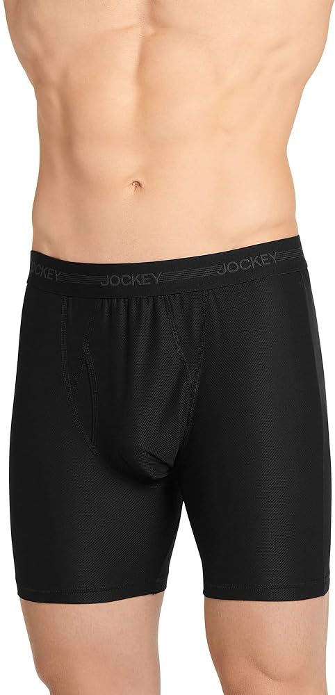 Jockey Men's Underwear Ultimate Freedom 8" Long Leg Boxer Brief, Black, 2XL