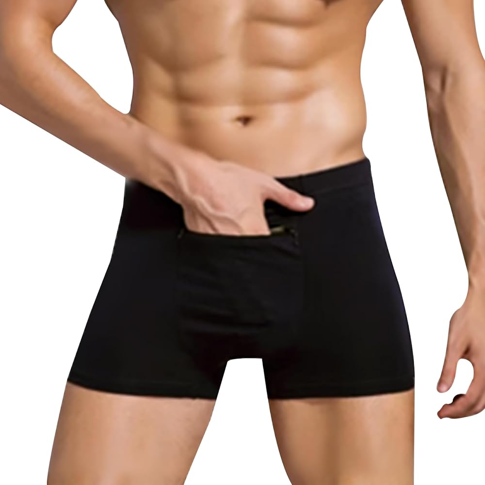 Stash Pocket Underwear for Men, Men's Boxer Briefs with a Secret Pocket.