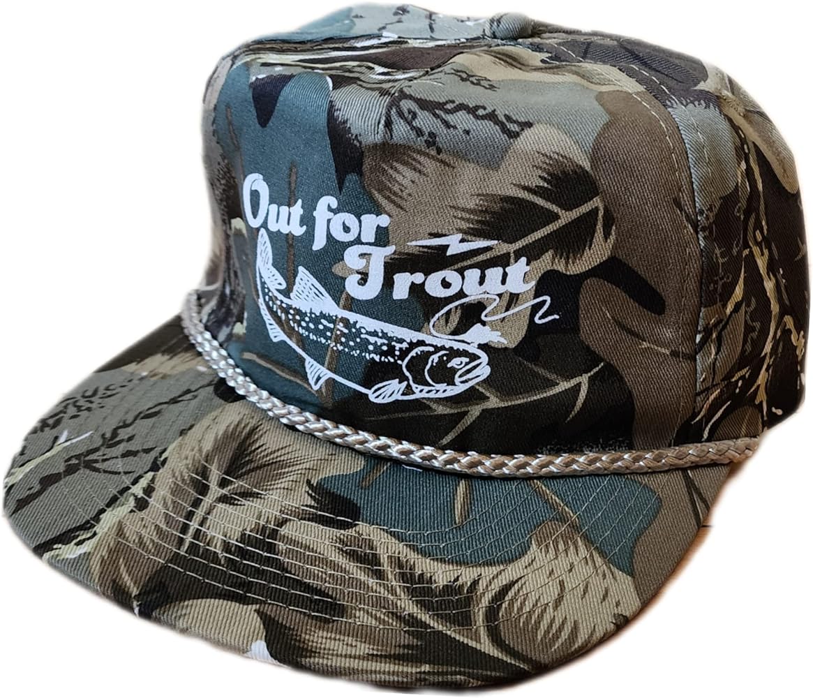 Out for Trout Camouflage Trucker Hat Visor Rope Snapback Camo Fly Fishing