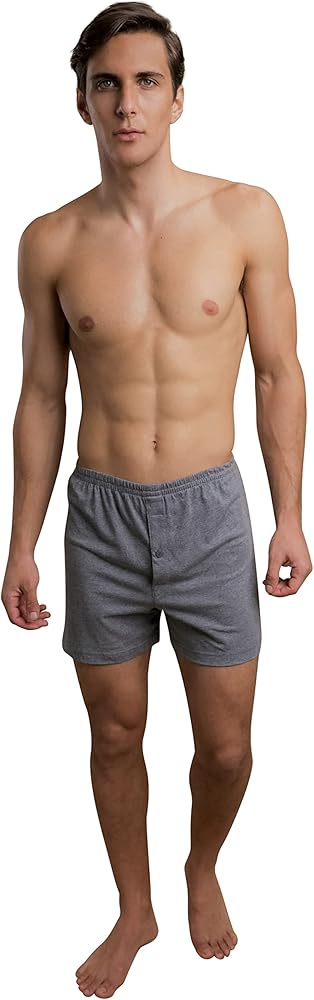 Cottonique Men's Elasticized Loose Boxer Shorts made from 100% Organic Cotton (Melange Grey)