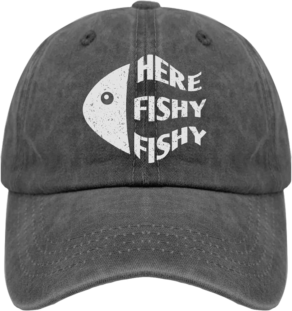 Fishy Hat Here Fishy Cap Running Cap Pigment Black Womens Beach Hat Gifts for Women Golf Cap