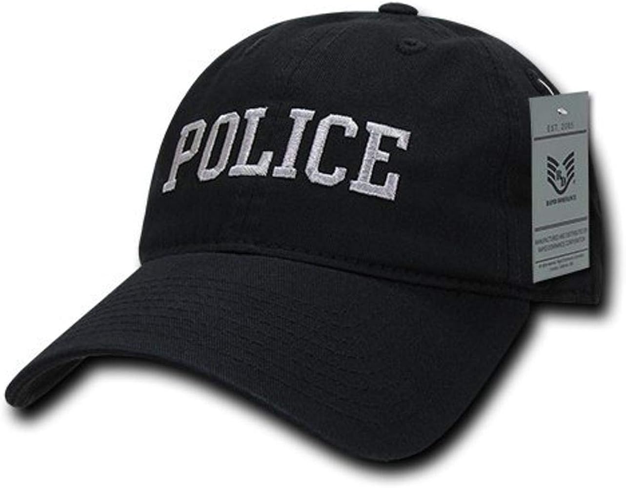 Rapiddominance Police Relaxed Cotton Caps, Black