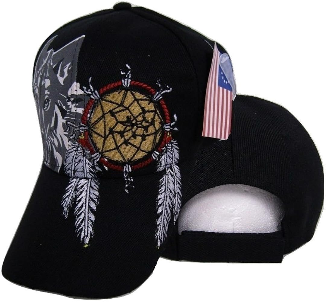 AES Native Pride American Dream Catcher Wolf Shadow Indian Embroidered Cap Hat