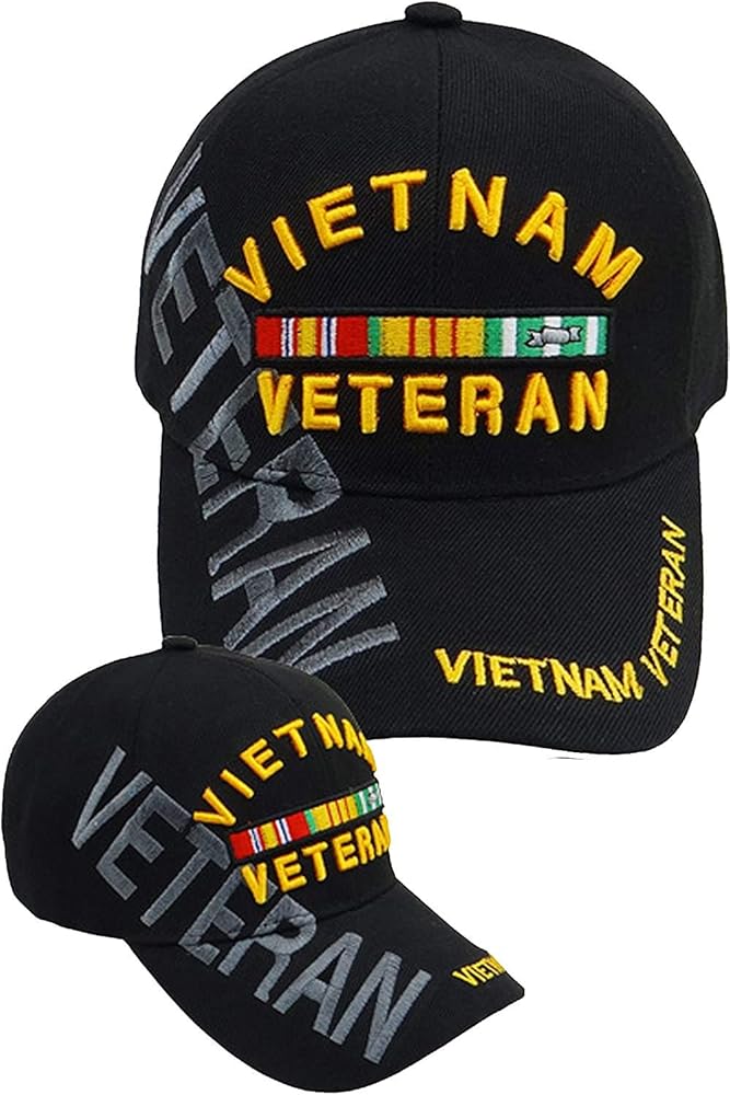 Vietnam Veteran Baseball Cap 3D Embroidered Military Apparel for Men and Women Black