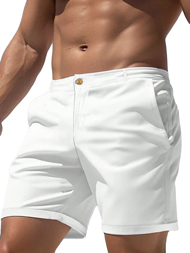 Floerns Men's Solid Elastic Waist Straight Leg Workout Track Shorts