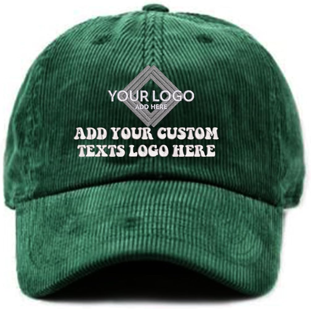 INK STITCH 1467 Unisex Custom Embroidery Personalized Logo Texts Corduroy Caps