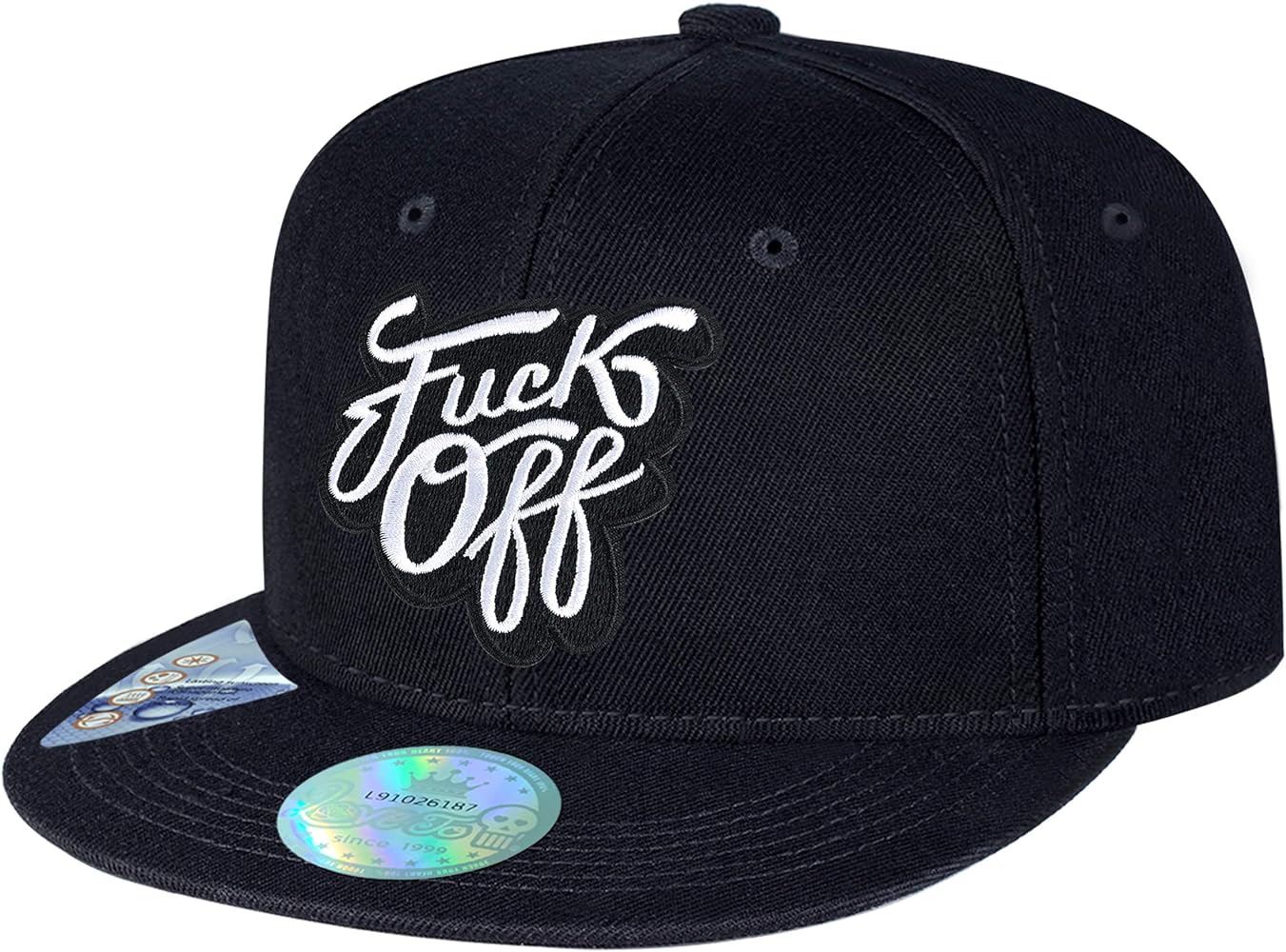 Classic Black Snapback Flat Brim Hats Adjustable Style Logo Embroidery