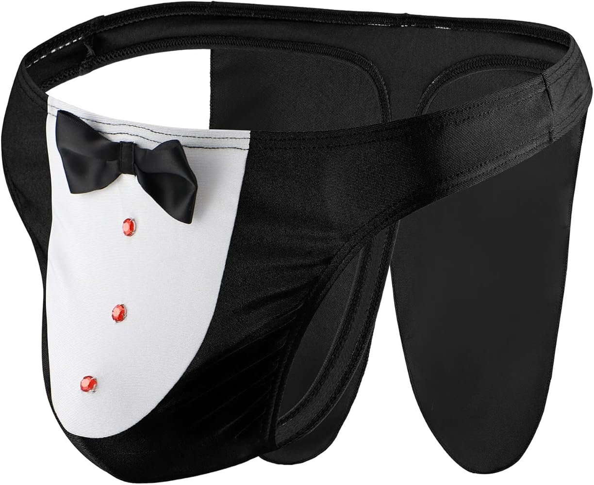 Men's Sexy Lingerie Briefs Funny Tuxedo Roleplay Panties Bulge Pouch Exotic Underwear Underpants