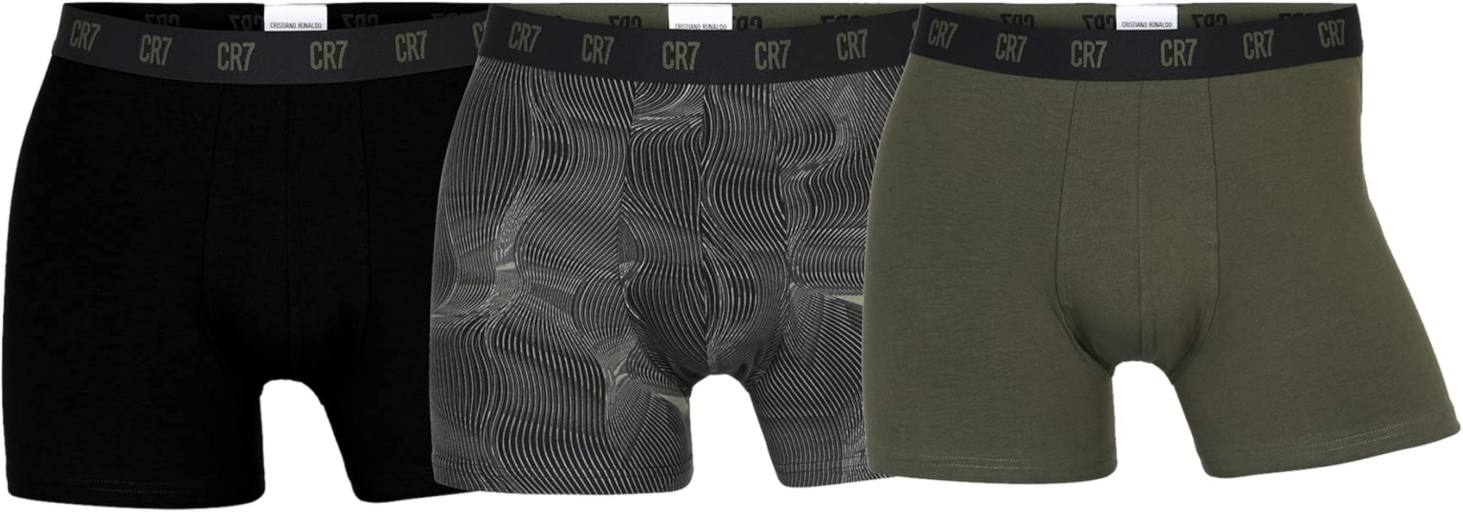 CR7 Men's 3 Pack - Organic Cotton Blend Trunks Black