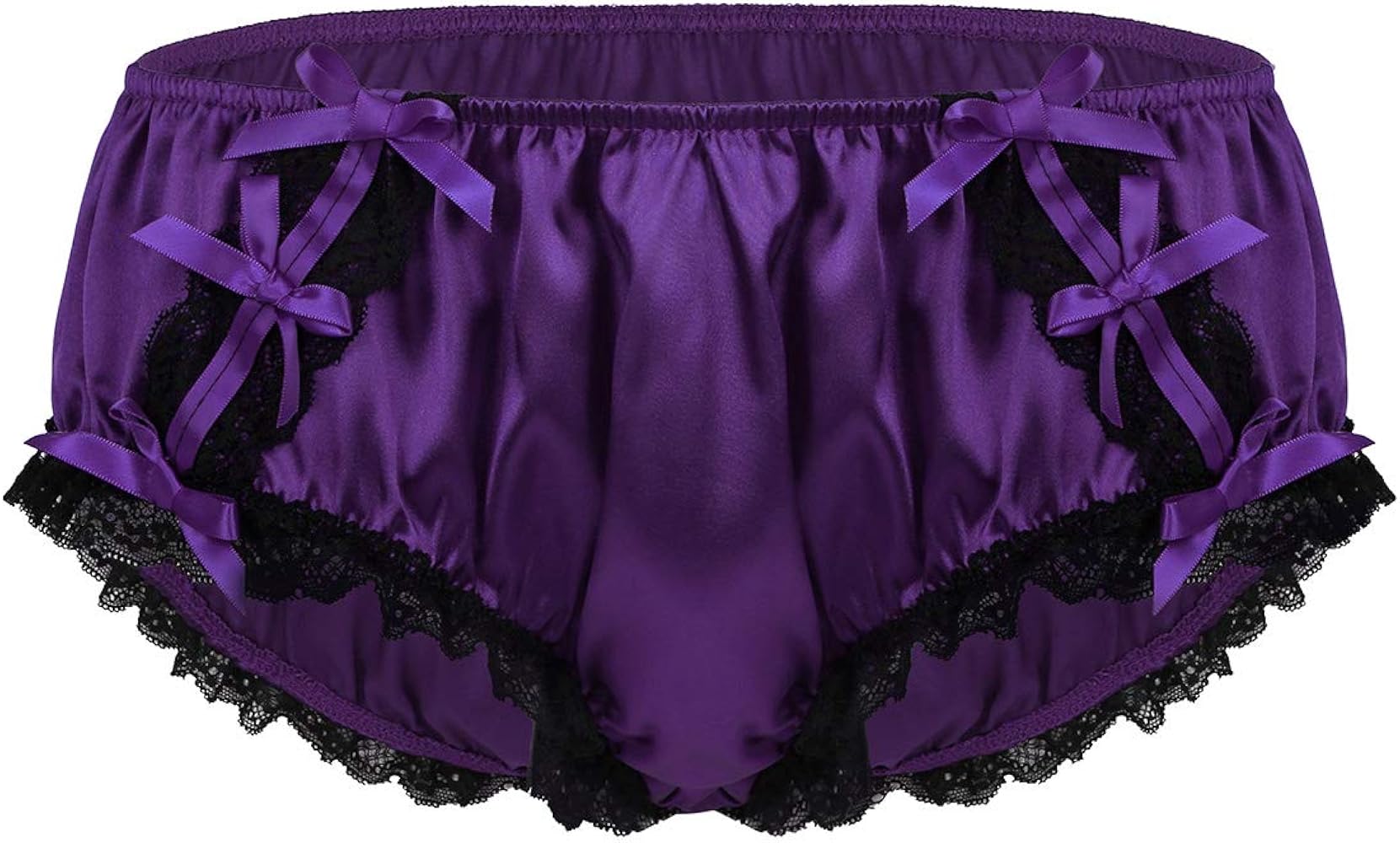 iEFiEL Mens Shiny Satin Ruffled Lace Trim Feminine Panties Sissy Briefs Knickers Briefs Underwear