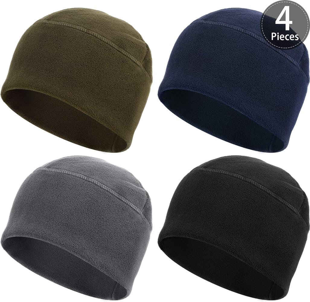 SATINIOR 4 Pieces Fleece Watch Cap Skull Beanie Cap Winter Hat for Daily and Sports