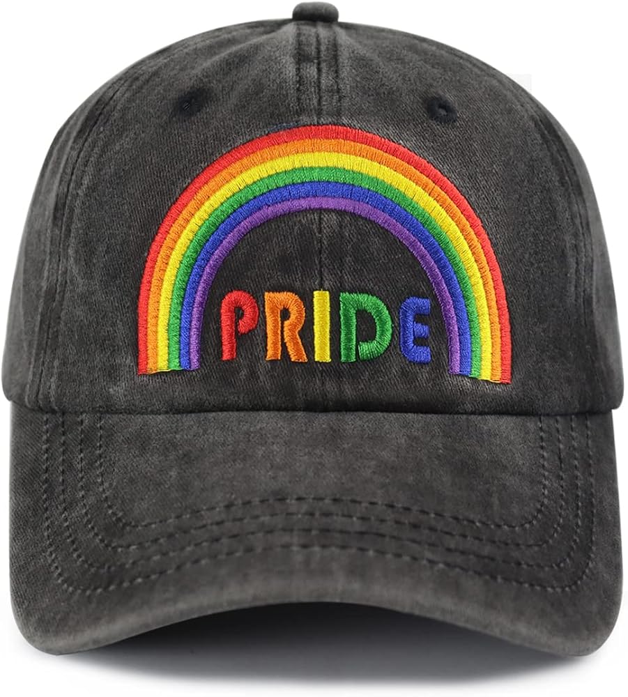 Rainbow Pride Hat for Men Women, Funny Adjustable Cotton Embroidered Gay Lesbian LGBT Baseball Cap