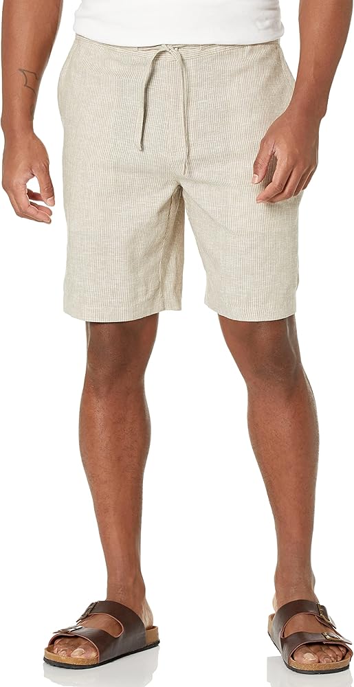 Cubavera Men's Linen Blend Mini Stripe Drawstring Short