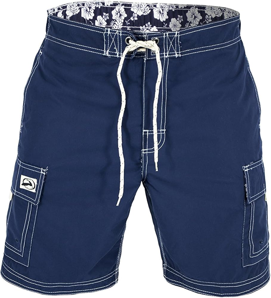 US Apparel Men's Solid Color Cargo Style Microfiber Board Shorts (Regular & Extended Sizes)