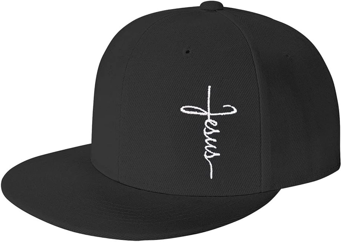 Snapback Hats for Men,Jesus Christian Cross Flat Brim Bill, Embroidery Adjustable Hip Hop Plain Baseball Cap (Embroidery Black 02, One Size)