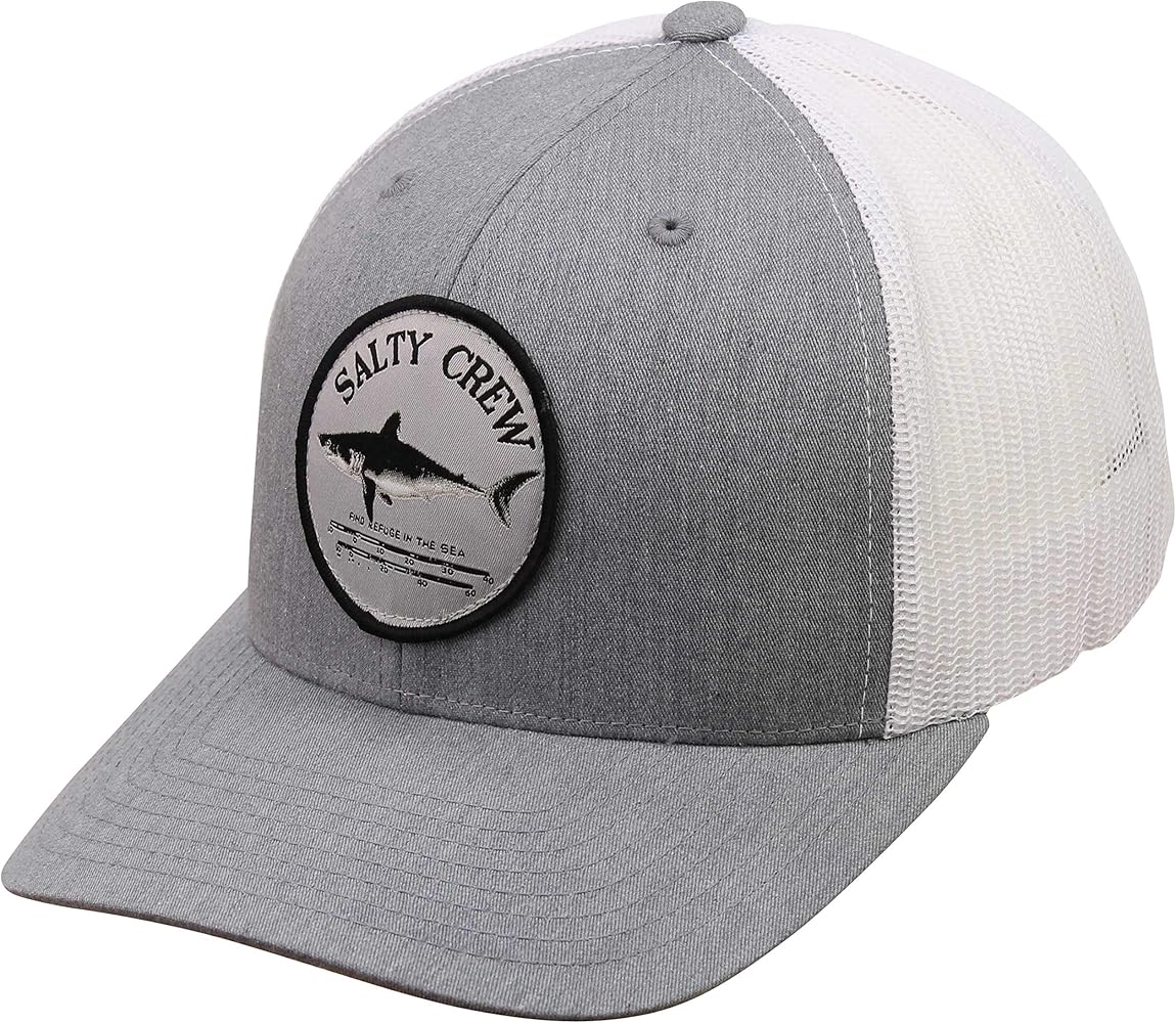 Salty Crew Shark Logo Retro Trucker Hat - Unisex Adjustable Baseball Hat for Adults - Premium Cotton