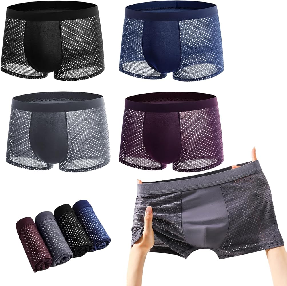 Boxhero Mens Underwear, 4PCS Boxhero Bamboo Fiber Boxer Briefs, Box Hero Underwear For Men