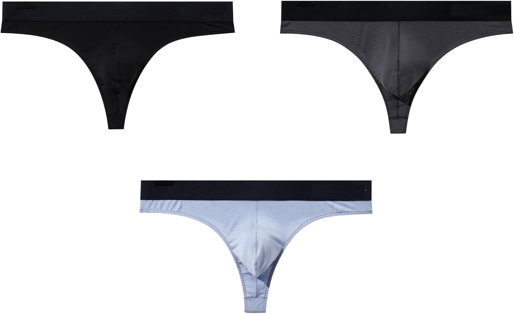 Men's Thongs Low-Rise Summer Cool Soft Modal Small Pouch Workout 3 Pack