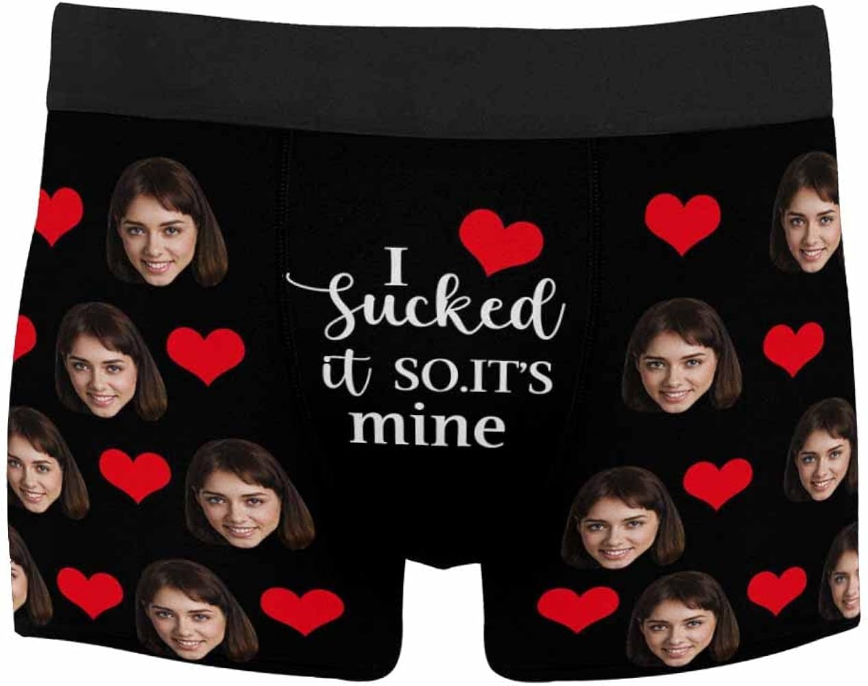 Custom Face Boxer Briefs, It's Yours Black Funny Boxer Briefs for Valentine's Day