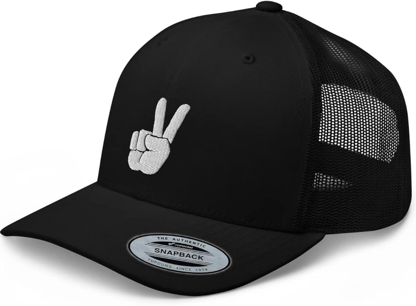 Peace Premium Trucker Hat Embroidered Peace Hand Sign Adjustable Mesh Snapback Hat for Men and Women