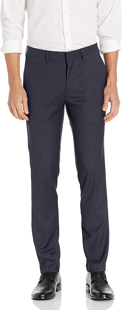 Kenneth Cole Men's Stretch Micro Check Houndstooth Skinny Dress Pant