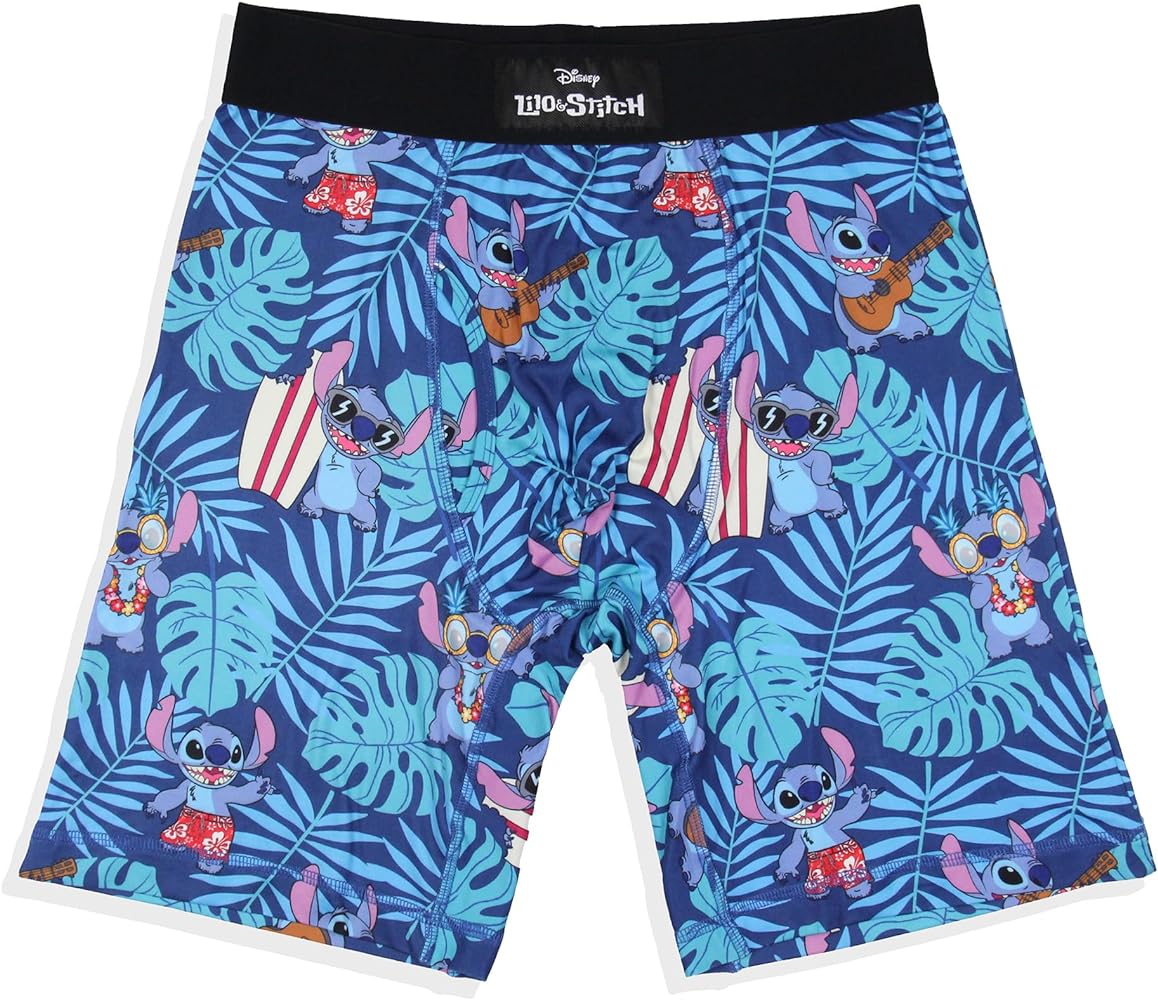 Disney Men's Lilo And Stitch Ukulele And Surf Boxers Boxer Briefs Underwear For Adults