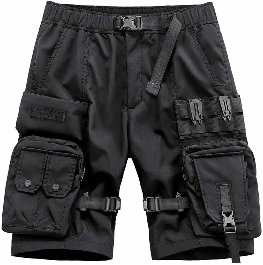 Men's Hip Hop Cargo Shorts Functional Shorts with Multi Pockets(M Code)