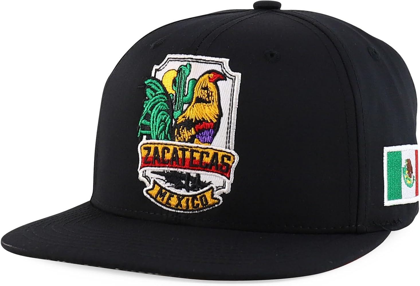 Trendy Apparel Shop Cities of Mexico with Rooster Embroidered Flatbill Snapback Cap