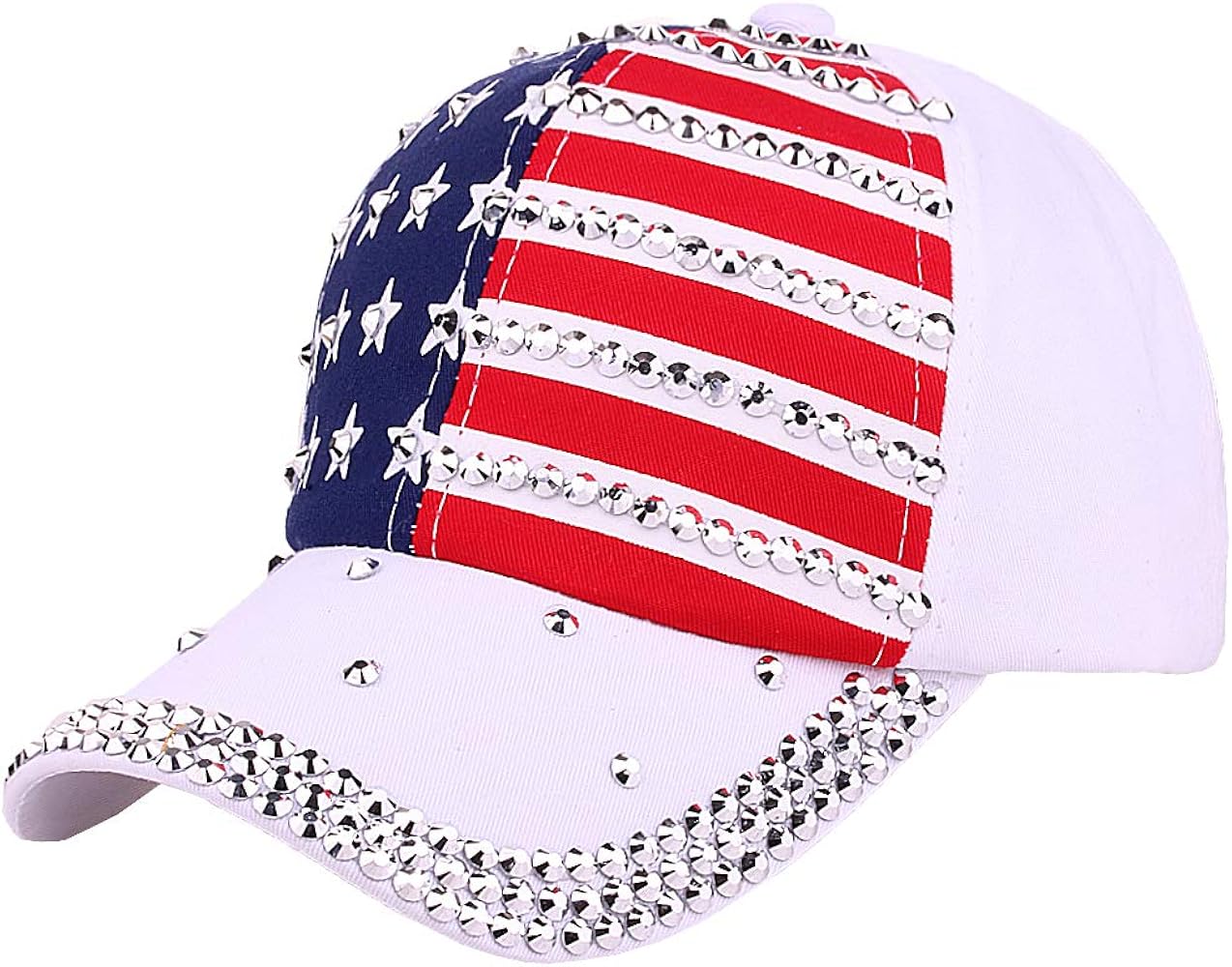 USA Bling Baseball Cap Sparkle American Flag Hat Men Women Hip Hop Caps