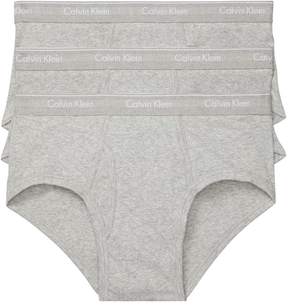 Calvin Klein Men's Cotton Classics 3-Pack Brief, 3 Grey Heather, XX-Large