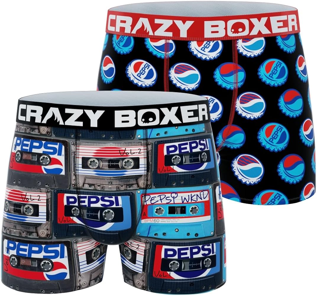 CRAZYBOXER Men's Underwear Pepsi Breathable Stretch Boxer Brief Distortion-free (2 PACK)