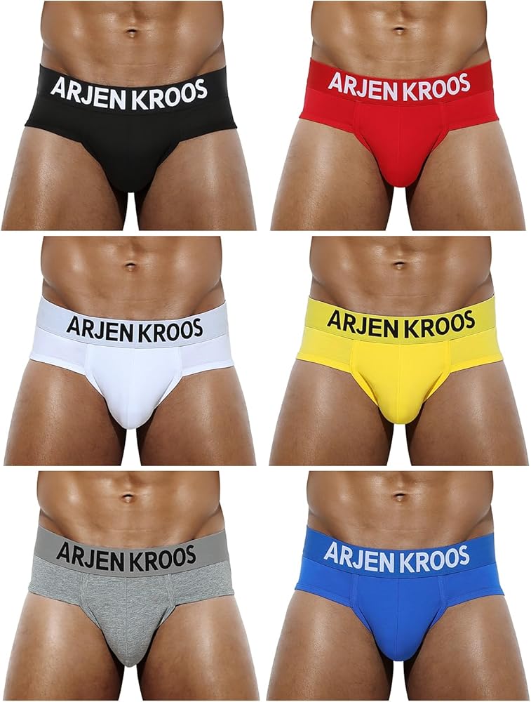 Arjen Kroos Mens Cotton Briefs, 6 Pack Athletic Supporter Underwear, Tagless and Soft Multipack Underpants