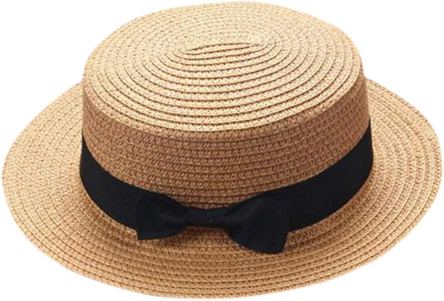 Straw Boater Hat Foldable Packable Beach Hat for Summer Tea Party Sun Hats for Women Bowknot Wide Brim Cap