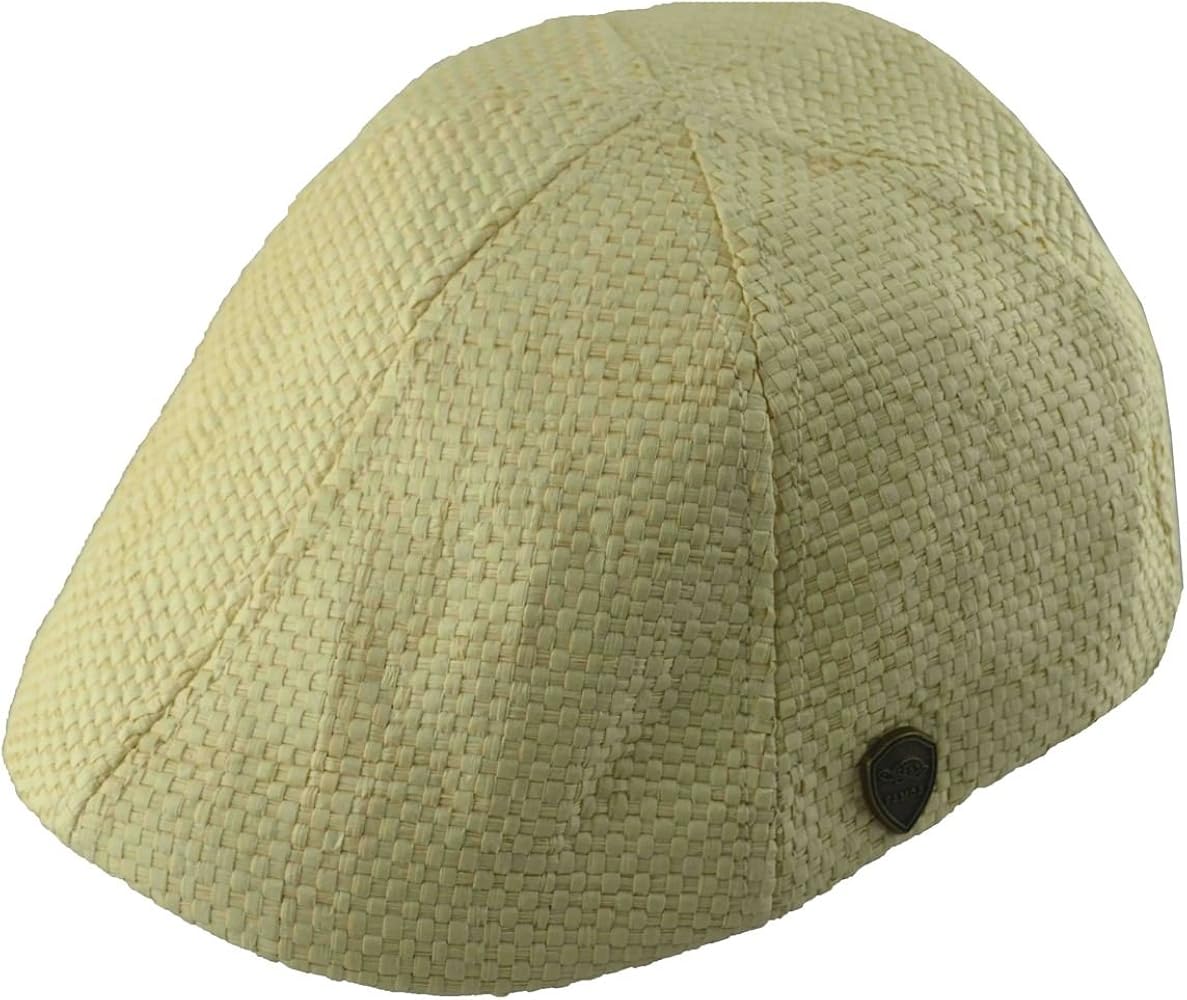 Men's Straw Weaved Duckbill Ivy Cap Beige