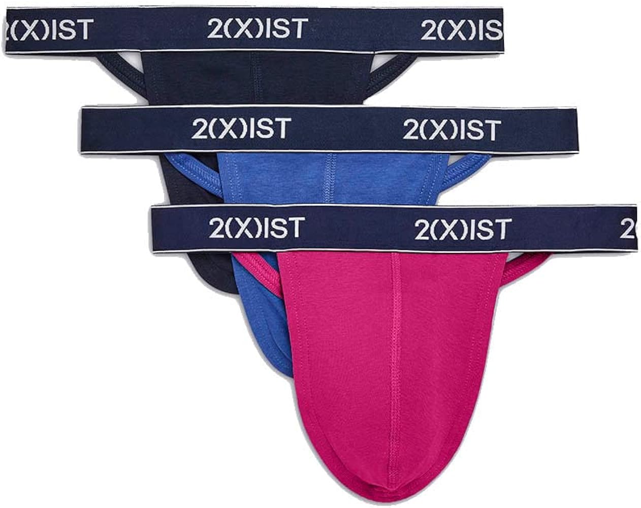 2(X)IST Cotton 3-Pack Thong Dazzling Blue/Varsity Navy/Festival Fuchsia SM