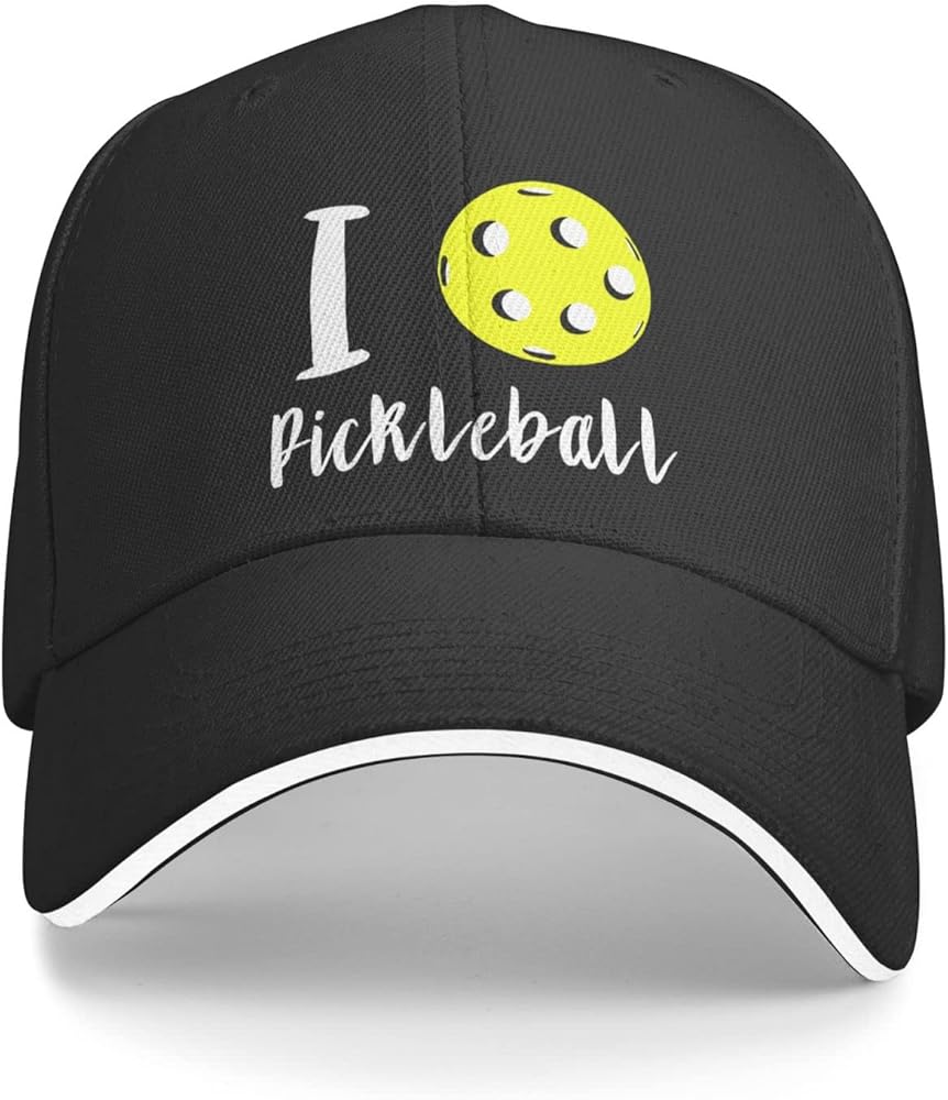 Unisex I Love Pickleball Ball Baseball Hat, Baseball Cap Adjustable Sports Hat for Men Women