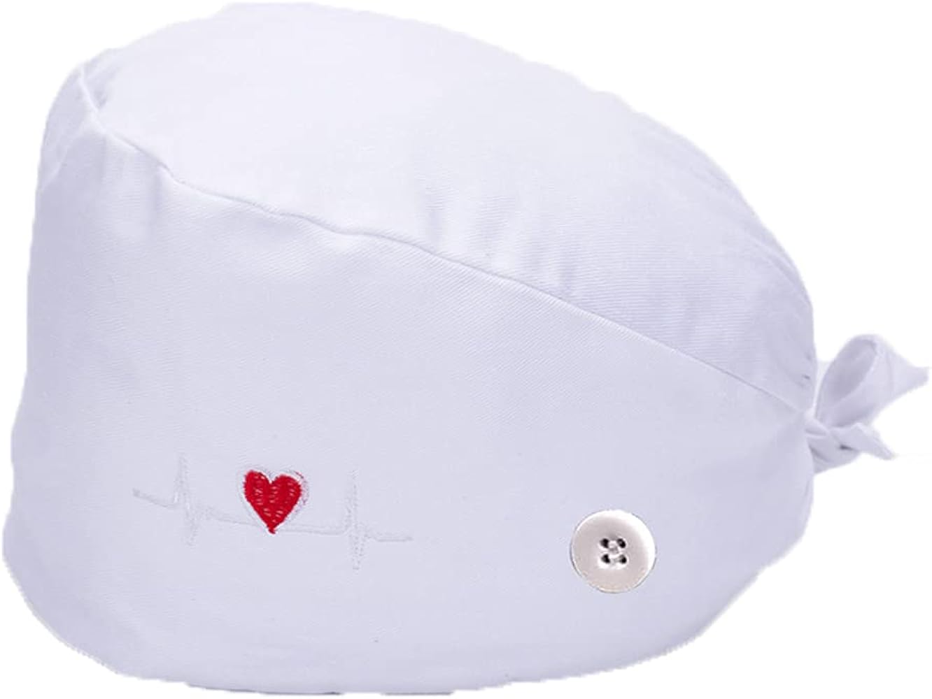 Solid Colors Bouffant Cap Working Hat Scrub Cap Cotton Beanies with Mask Haning Buttons & Build-in Adjustable Cord