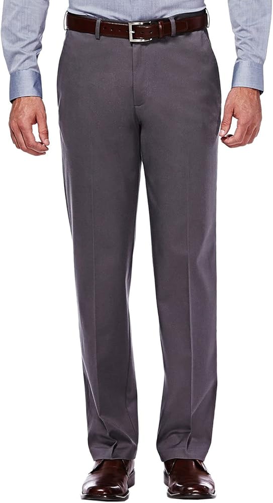 Haggar Clothing Men's Sustainable Stretch Chino Flat Front Straight Fit Pants (34W x 32L) Charcoal Heather