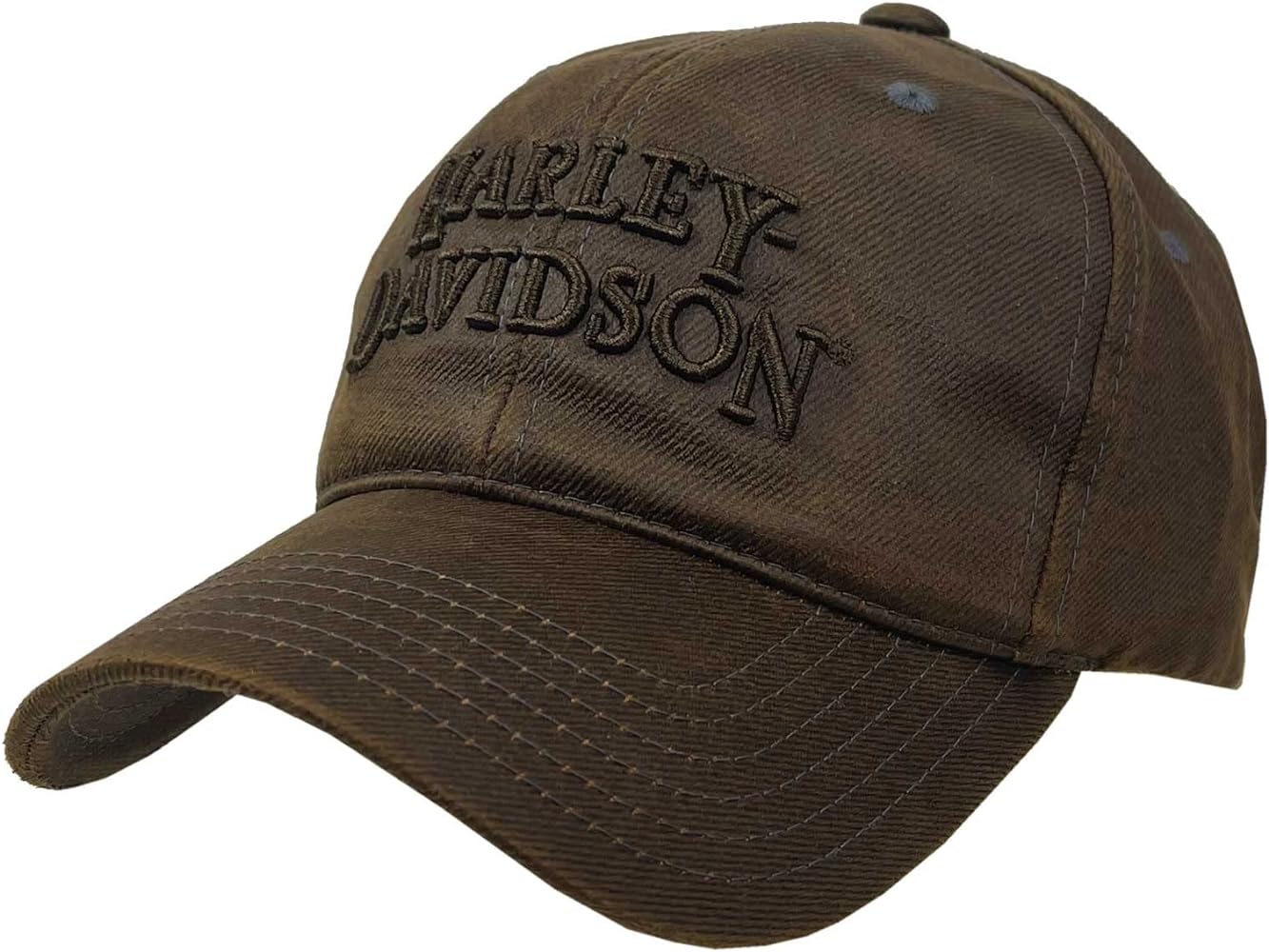 Harley-Davidson Men's H-D Embroidered Script Brown Stone Washed Adjustable Baseball Cap