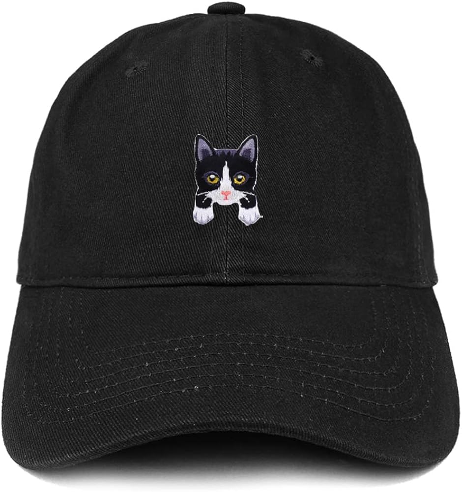 Trendy Apparel Shop Tuxedo Cat Kitten Patch Low Profile Soft Cotton Baseball Cap