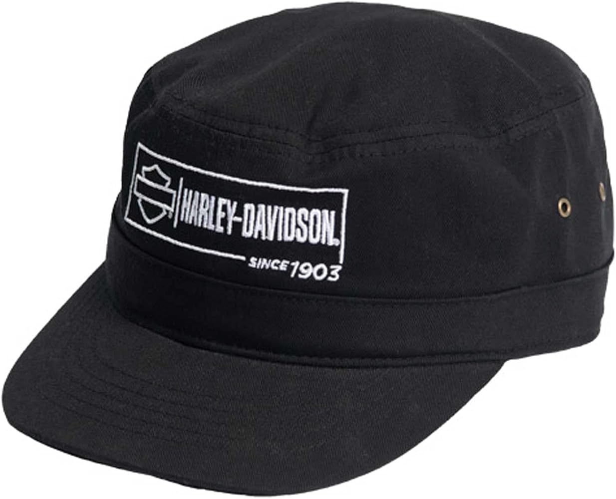 Harley-Davidson Men's Label Lockup Adjustable Closure Twill Painter's Hat- Black