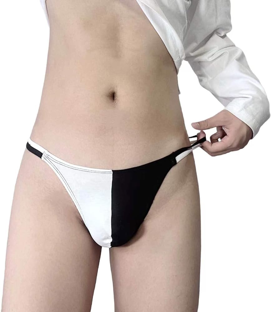 Men's Cotton Thong G-String with Double Waistband - Bulge Pouch Sexy and Seamless 1 Pack