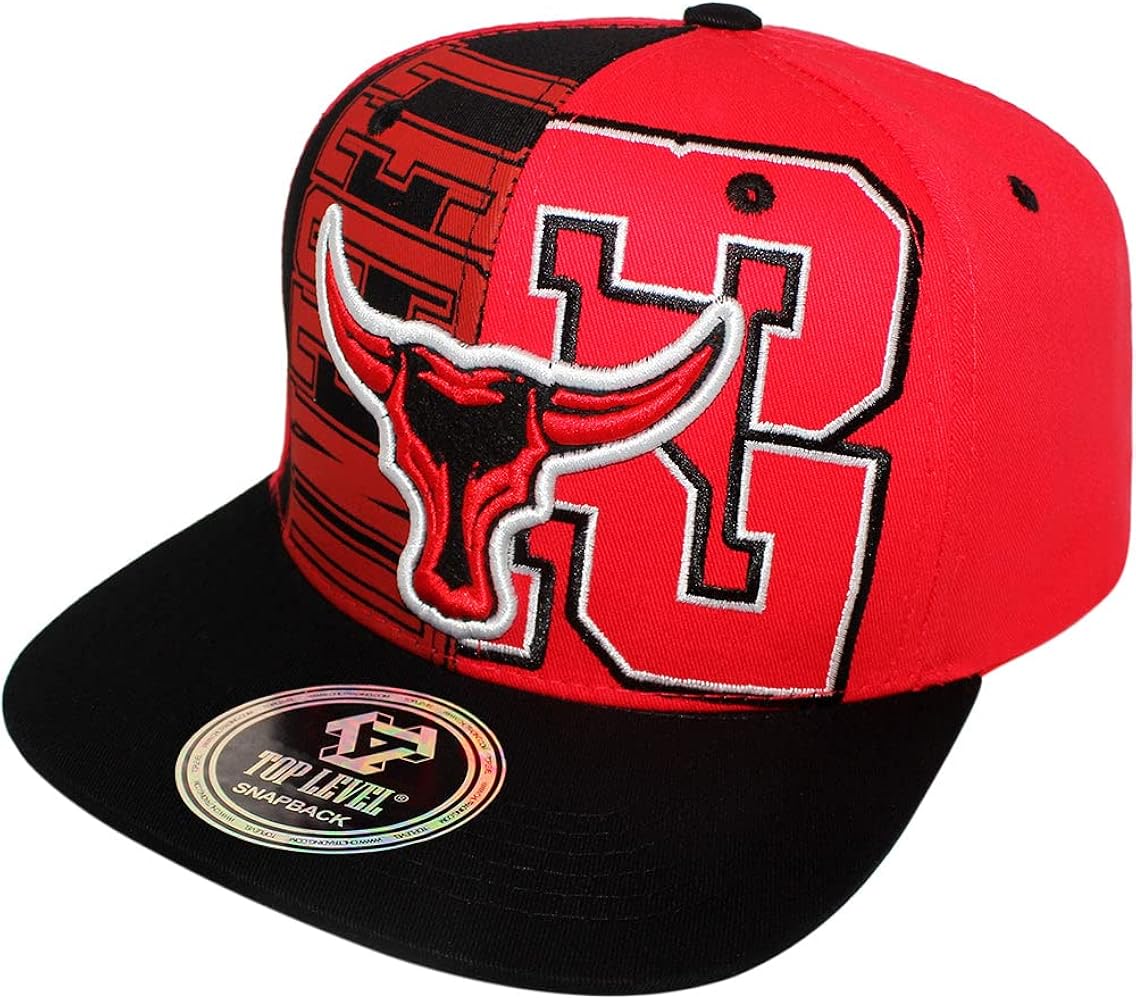 Men's Adjustable Cotton Snapback Cap (N21BUL17 REDBLK)