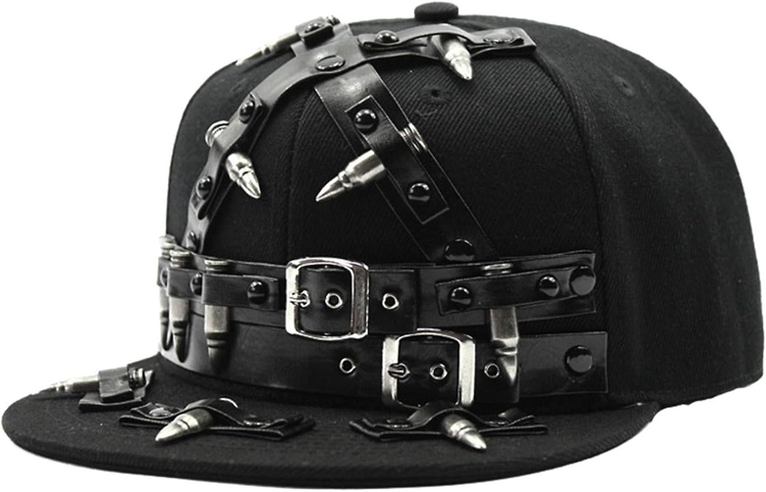 Punk Hip Hop Cap Baseball Hat Hip Hop Accessories for Men Women Metal Snapback Adjustable Flat Bill Brim Dad Hats