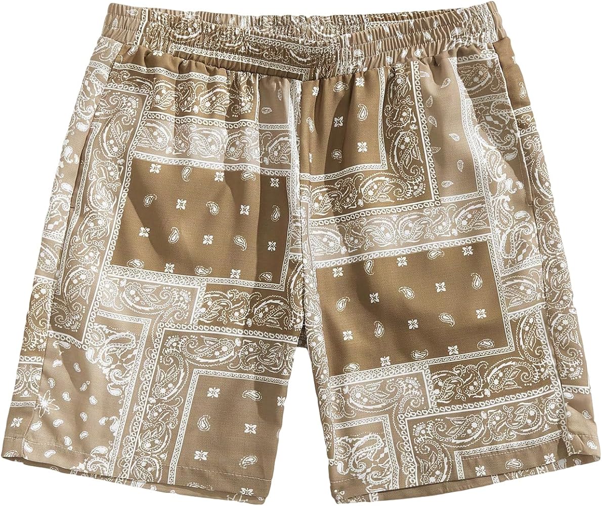 SHENHE Men's Graphics Shorts Drawstring Waist Print Workout Track Streetwear Shorts with Pocket