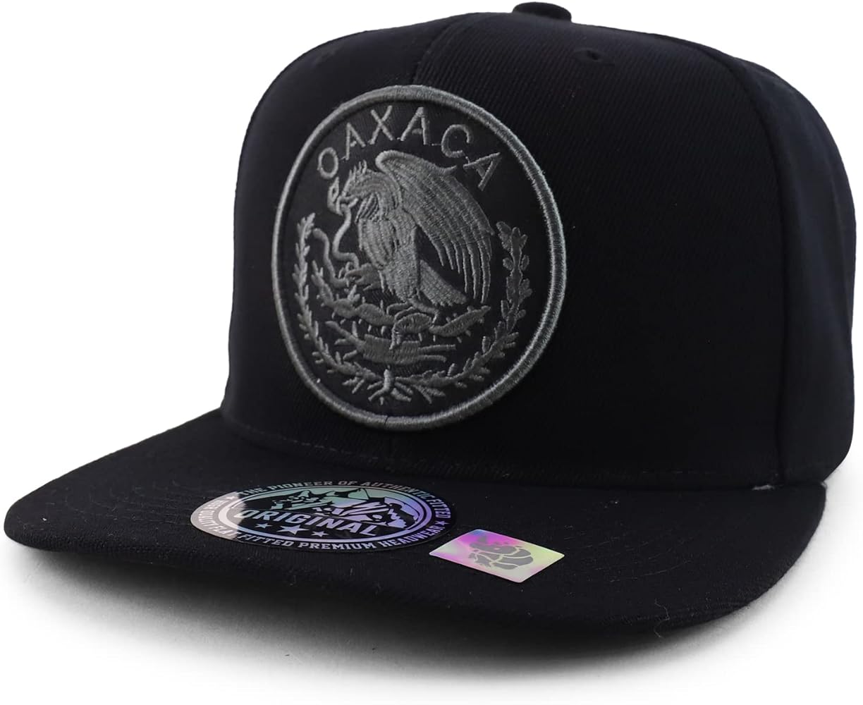 Trendy Apparel Shop Cities of Mexico Circular Logo Embroidered Flatbill Snapback Baseball Cap